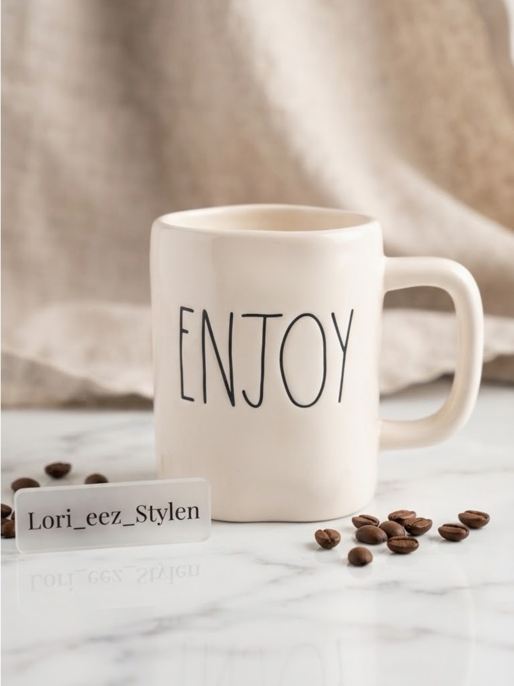 Rae Dunn Cream ENJOY Ceramic Mug